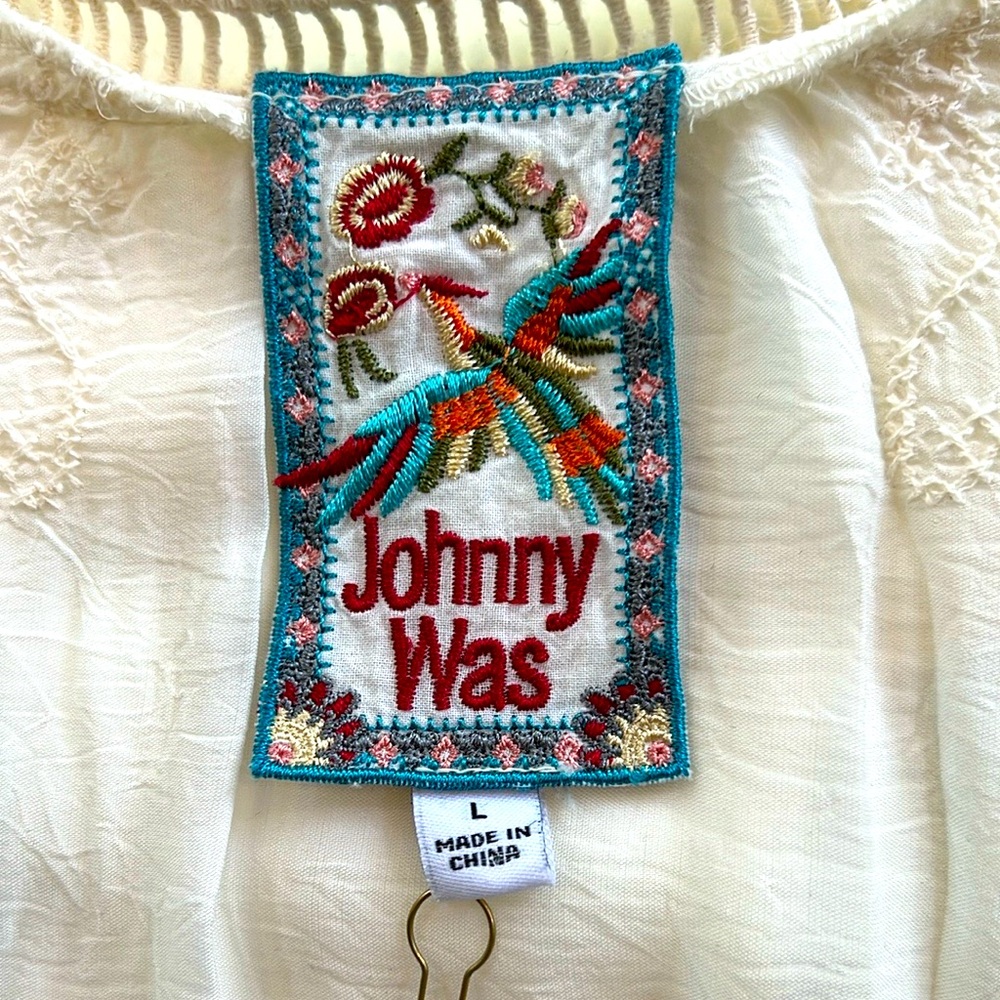 NWT! Johnny Was Laurel Amari Delicate Boho Pale Cream Blouse Size L - Picture 14 of 14